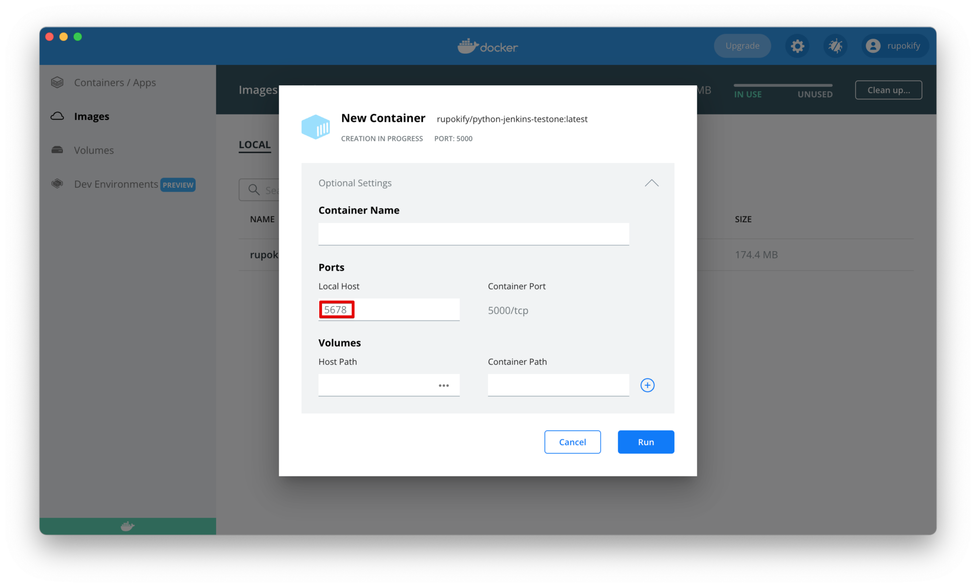 Docker Custom Port